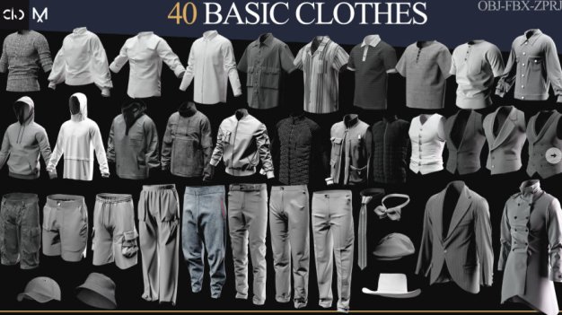 MD女生短裙夾克連帽衫褲子襪子襯衫服裝3D模型設(shè)計(jì)素材40 Men Clothes-MEGA PACK(zprj-fbx-obj)??