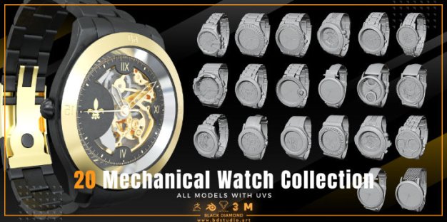 男女機(jī)械手表3D模型20 Mechanical Watch Collection
