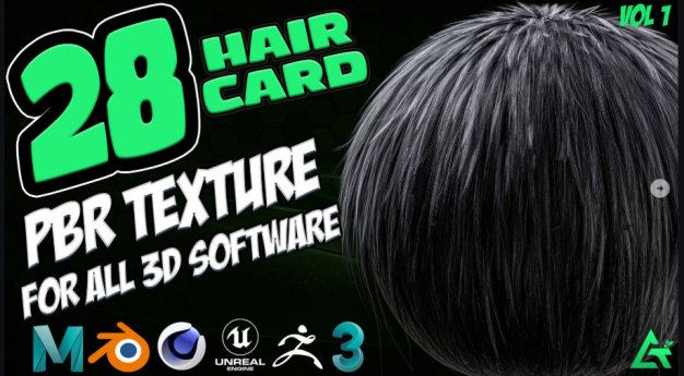 高質(zhì)量頭發(fā)發(fā)卡28 Hair Card PBR紋理28 Hair Card PBR Texture for all 3d software
