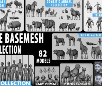 动物人类神话生物基础网格模型集合82个Ultimate Basemesh Collection - Topology + Uv Map