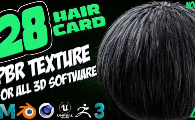 高质量头发发卡28 Hair Card PBR纹理28 Hair Card PBR Texture for all 3d software
