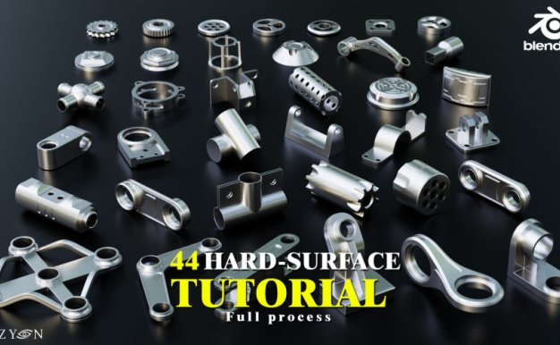 Blender零部件硬面3D建模教程 Artstation – 44 Hard Surface kitbash + Full process Tutorial