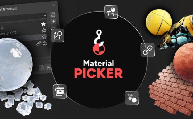 Blender视窗材质拾取查找编辑插件 Material Picker V1.3.2