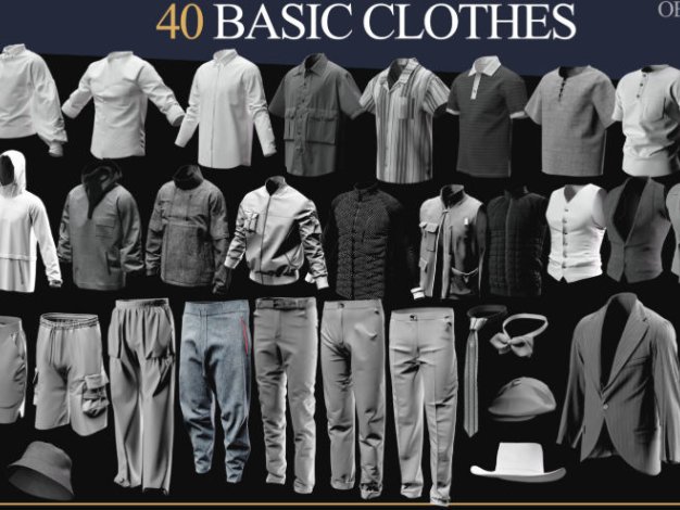 MD女生短裙夹克连帽衫裤子袜子衬衫服装3D模型设计素材40 Men Clothes-MEGA PACK(zprj-fbx-obj)  