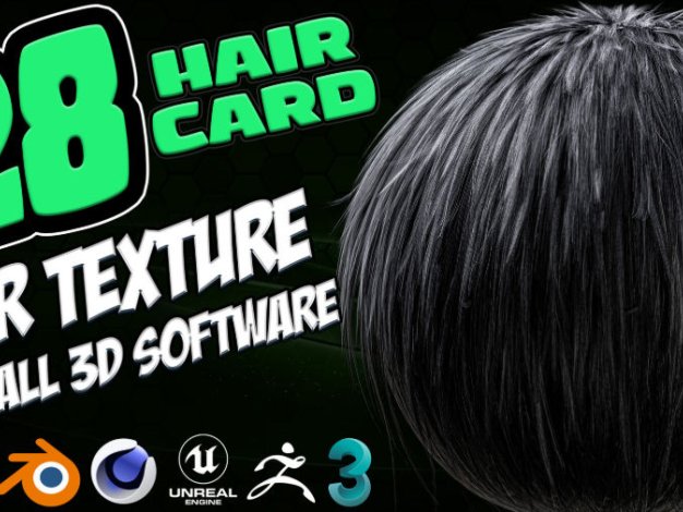 高质量头发发卡28 Hair Card PBR纹理28 Hair Card PBR Texture for all 3d software