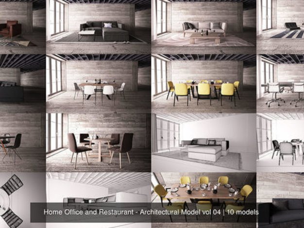 高质量餐厅办公酒店居家座椅3D模型 CGTrader – Home and Office – Architectural Models vol 04 3D Model Collection