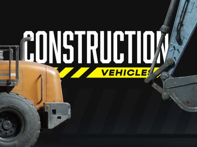 Blender挖掘机起重机叉车卡车高精度3D模型 KitBash3D – Construction Vehicles