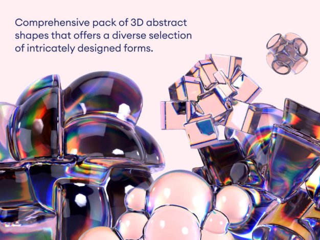 Blender立体3D酸性玻璃风简约几何装饰模型PNG设计素材源文件10款