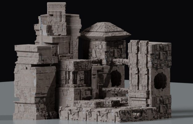 Blender科幻古遗迹纹理材质资产3D模型 Ancient Sci-Fi Kitbash 3D Assets