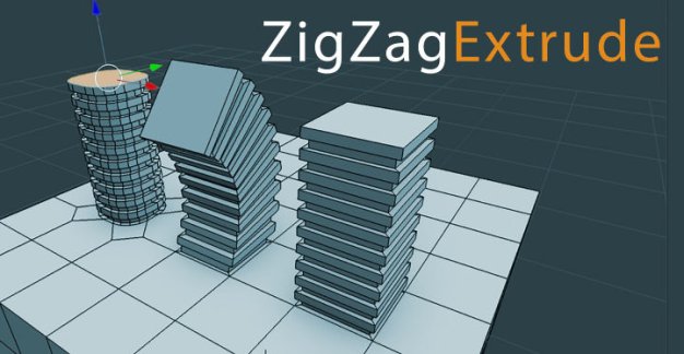 Blender锯齿状挤出管道台阶肋状图案抽象效果插件 Zigzag Extrude V1.4.4