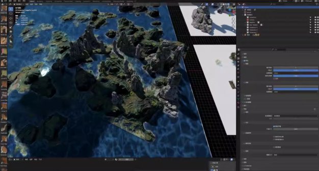 Blender科幻国风写实山水大气山脉概念3D模型场景工程文件带贴图