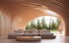Blender现代木质客厅纹理灯光场景资产3D模型 Modern Curved Wooden Living Room