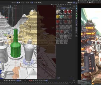 C4D国风白酒五粮液酒瓶3D模型电商产品海报场景OC渲染工程源文件