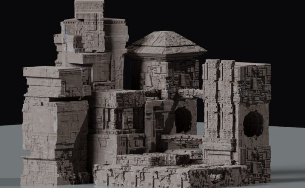 Blender科幻古遗迹纹理材质资产3D模型 Ancient Sci-Fi Kitbash 3D Assets