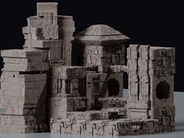 Blender科幻古遗迹纹理材质资产3D模型 Ancient Sci-Fi Kitbash 3D Assets