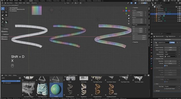 Blender自适应曲线建模动画资产预设 Adaptive Curve V1.1