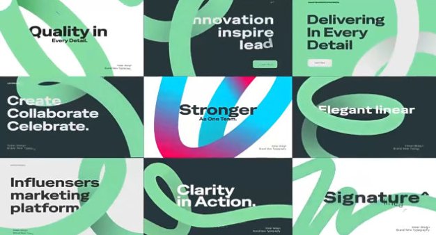 AE时尚图形文字标题排版片头转场动画模板 Signature Design Titles Pack