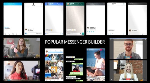 AE社交软件微信消息对话框气泡聊天动画模板 Popular Messenger Builder v3.0