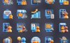 Blender卡通商务网络APP图标icon三维模型PNG免扣设计素材20款