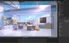 Blender卡通二次元办公室电脑文件柜黑板3D模型场景工程源文件