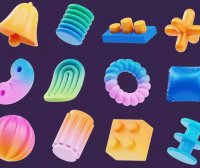 Blender/C4D抽象几何装饰FDX三维模型PNG免抠图标设计素材28款