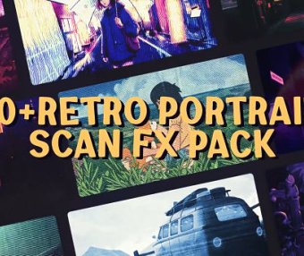 AE复古怀旧扫描线叠加特效动画模板 Retro Portrait Scan FX – VHS Grunge Texture & Analog Frame Pack