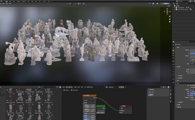 Blender/C4D古希腊罗马雕像雕塑3D模型素材带材质贴图94个