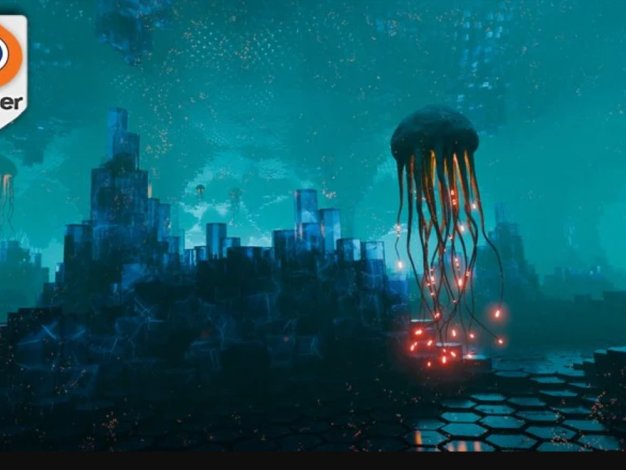 Blender几何节点外星地形洞穴场景制作教程 Udemy – Blender Geometry Nodes – Alien Worlds, Tentacles & Terrain