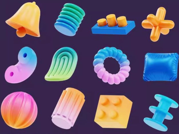 Blender/C4D抽象几何装饰FDX三维模型PNG免抠图标设计素材28款