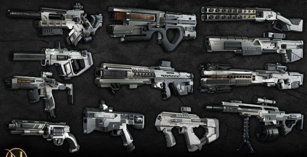 Blender未来科幻游戏枪支3D模型资产 Artstation – Noya Gun Kitbash