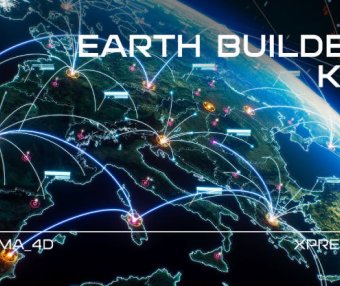 C4D宣传片地球连线动画预设资产插件 Earth Builder Kit – Cinema 4D Xpresso