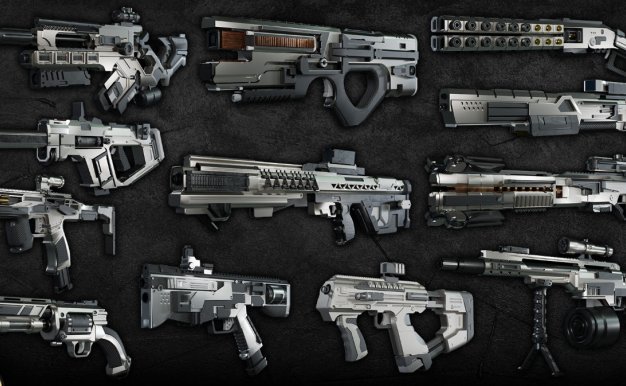Blender未来科幻游戏枪支3D模型资产 Artstation – Noya Gun Kitbash