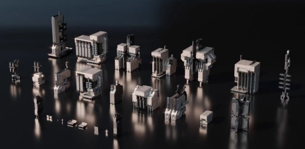 Blender/C4D外星基地科幻建筑三维模型游戏场景素材文件25款